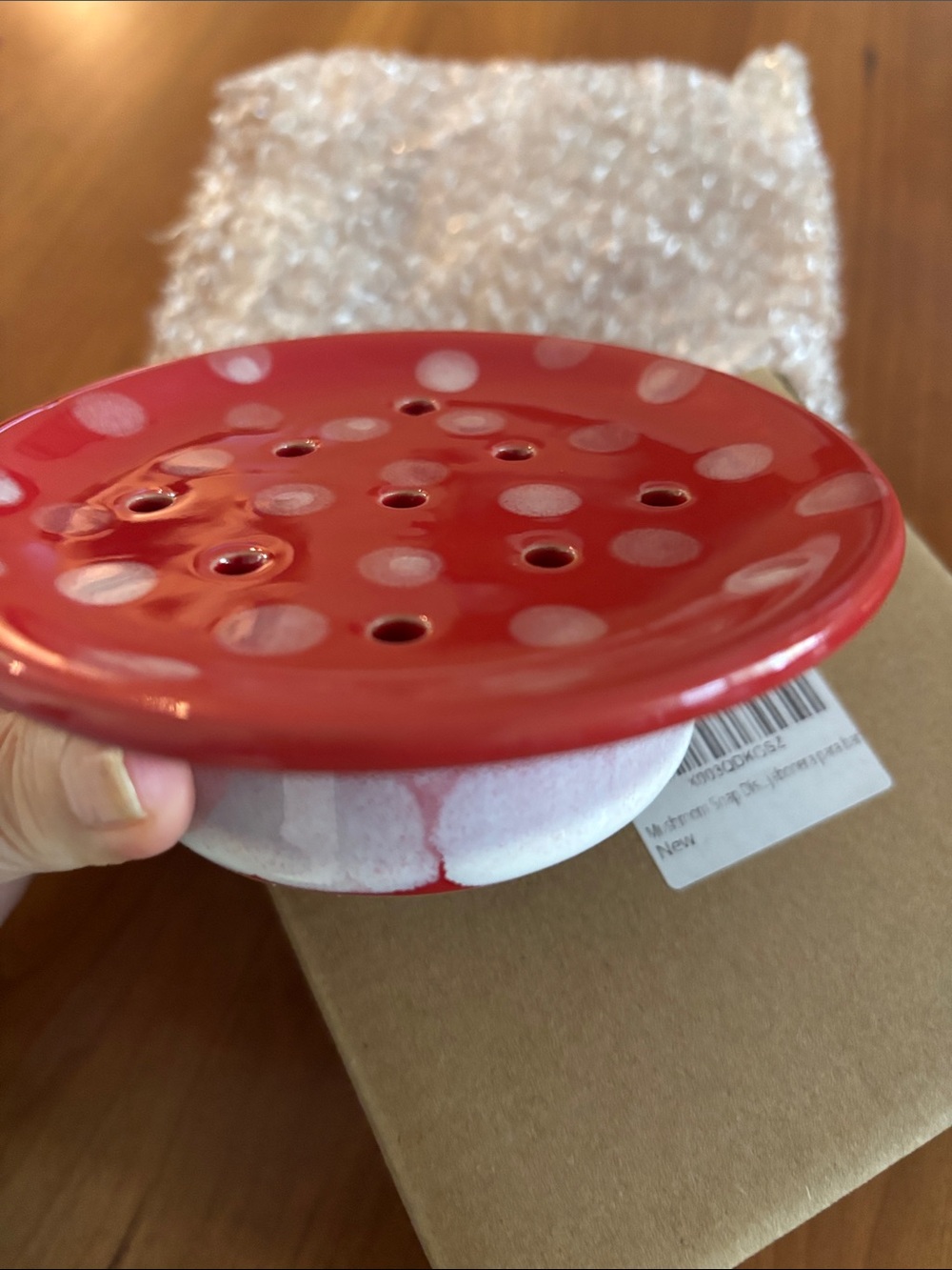 Red and White Mushroom Ceramic Soap Dish